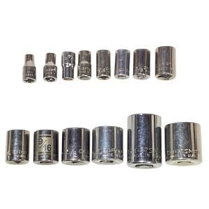 Craftsman 14 Pc Socket Set 1/4" 1/2" Drive 3/16-13/16" SAE 12 Pt Shallow